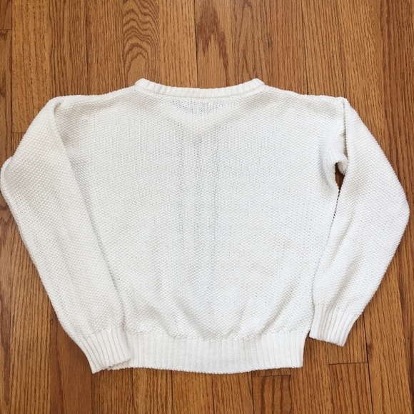Nowadays Big Girls White Cotton Pull Over Knit Sweater - Picture 11 of 12